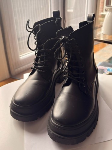 Zara black lace ankle boots - up,
