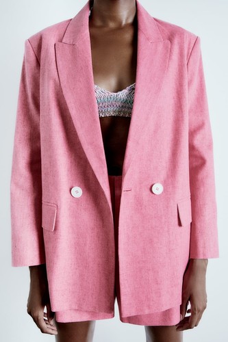 Zara pink linen blend - zara, double