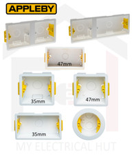 Dry Linig Plasterboard Back boxes 35mm 47mm 1G 2G Dual APPLEBY
