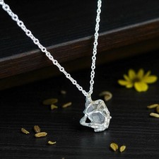 Handmade Moldavite Pendant On 925 Silver Chain Necklace Crystal Healing