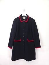 Hobbs Coat Size 14 Navy Blue Red Piping Overcoat Jacket Tailored Elle Tipped
