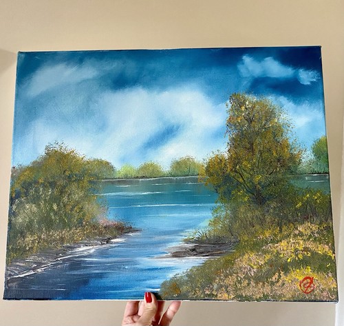 Vtg landscape oil - landscape, on