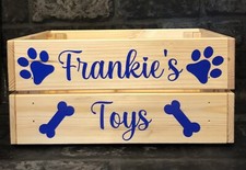 Personalised Pet Dog Toy Wooden Crate Box Birthday, Gift, Storage