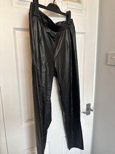 Ladies Pre Loved Worn Faux Leather Trousers Size L  Bershka Black Wet Look