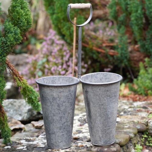 Zinc metal duo planter with - metal,