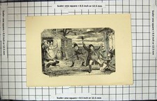 Old Antique Print 1870 Cruickshank Comic Annual Hotten Men Weapons Lamp 19th