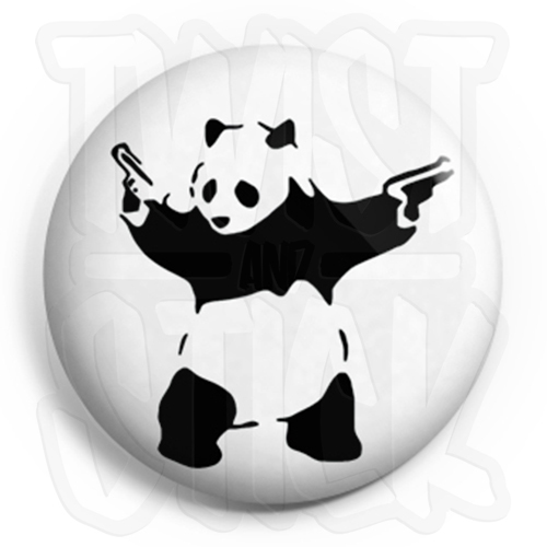 Banksy gun panda button - gun,