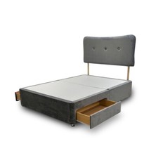 Fabb ‘Johnson’ King Size Bed Grey Velvet Divan 2 Draw Bed Base + Headboard NEW