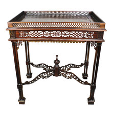 Antique 19th Century Thomas Chippendale Style Tea Cart Table Mahogany