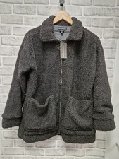 NEW LADIES WEDNESDAY'S GIRL BLACK FLUFFY COZY ZIPPED FLEECE/JACKET UK S- CG BC3