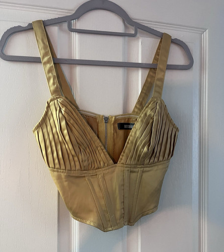 Missguided gold satin pleated - missguided,