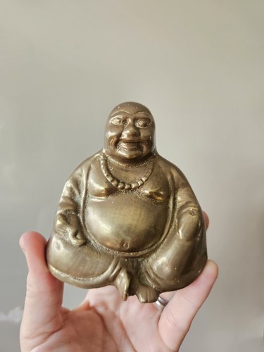 Vintage brass laughing buddha - vintage,