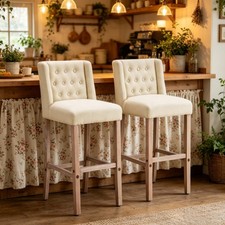 Set of 2 Beige Upholstered