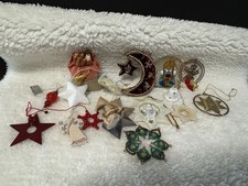 Vintage Baubles x14 Mixed set Ceramic Glass Metal Stars Vintage Angels Bell