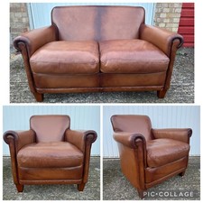 Laura Ashley ‘Burlington’ Leather Furniture Suite - Two Seater Sofa and Armchair