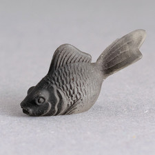 Rare CZECH GLASS Miniature FISH Antique CRACKERJACK Charm/Ornament PRESSED Tiny