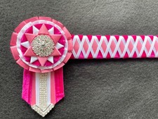 PINK & WHITE  - DELUXE CORNERSTONE BROWBAND - £34.99 - BLING SHOWING
