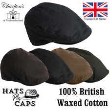 Quality Waxed Flat Cap British wax cotton Waterproof Blue  Water Repellent Hat