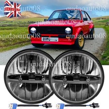 E Mark Pair 7" Inch Round LED Headlights Hi/Lo Beam Fit Ford Escort Mk1 Mustang