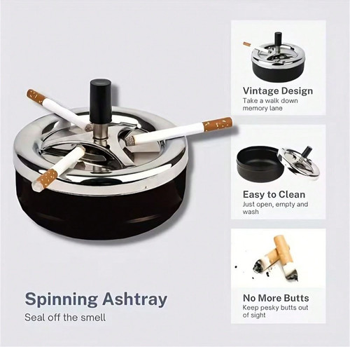 1pc round ashtray - round, lid