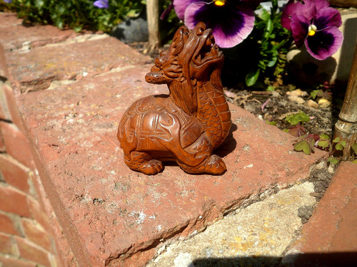 Hand carved wood netsuke - carved,