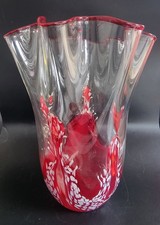 Large Vintage Handkerchief Glass Vase.