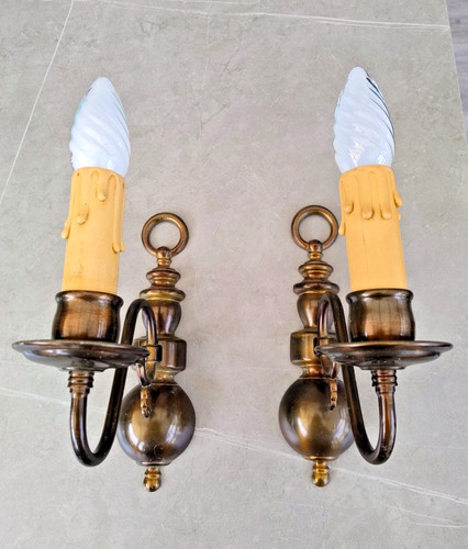 Vintage pair antique brass - ,