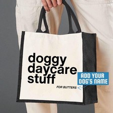Personalised Doggy Daycare Stuff Bag – Custom Jute Tote for Pet Essentials Puppy