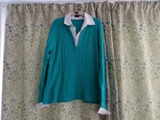 Ladies green jumper with white shirt collar and cuffs. size 20/22 by Gifford Fox