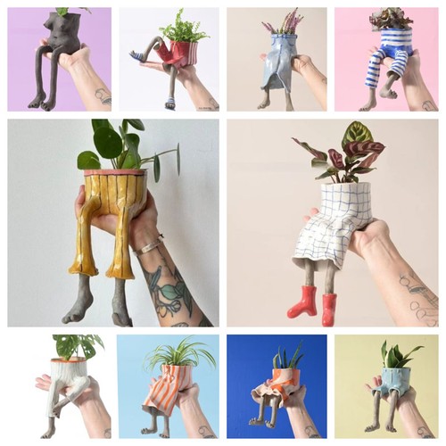 Funny planter set with legs - set,