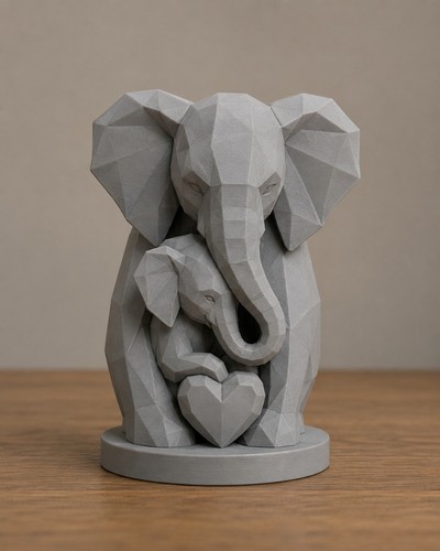 Mother baby elephant - mother, statue