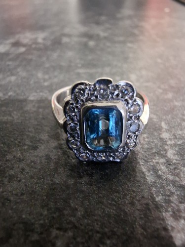 White gold aquamarine - gold, and