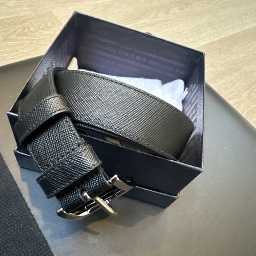 Prada black leather belt - leather,