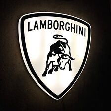 LAMBORGHINI 1974 BADGE LED ILLUMINATED WALL LIGHT BOX SIGN GARAGE GAS & OIL