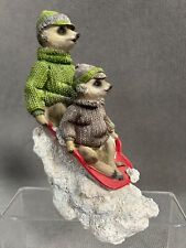 Large Vivid Arts Bobsleigh toboggan Meerkat Garden Ornament - Pair of Meerkats!