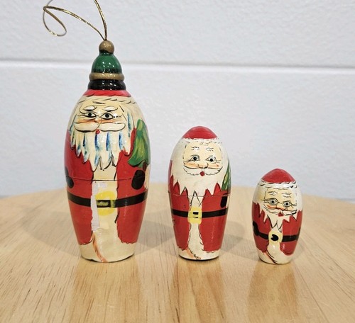 Vtg hand painted santa - (3),