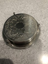 Elegant Vintage Silver Plated 7 Piece Coaster Set  Storage Bottle Coaster in box