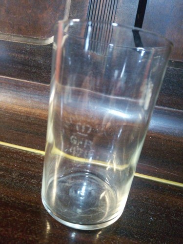 Antique half pint glass - g, r