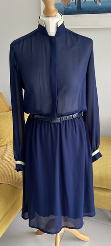 Vintage 1970s parigi navy - navy, blue