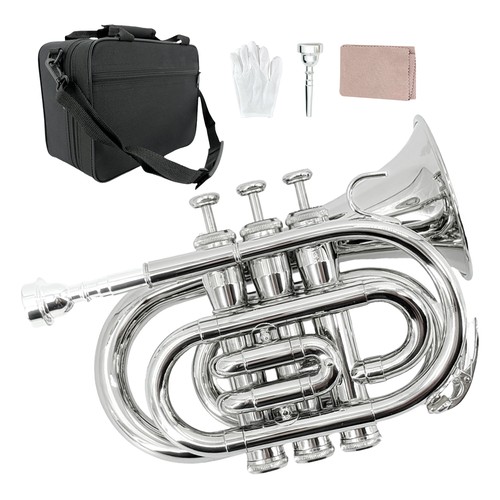 Brass pocket trumpet silver - pocket,