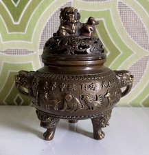 Stunning Vintage Far Eastern Bronze Dragon Incense Burner