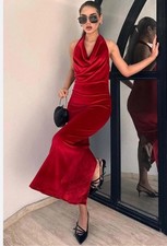 ZARA WOMAN NEW DARK RED VELVET