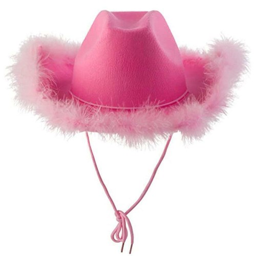 Pink cowgirl hat set fluffy - hat,