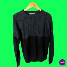 CEDARWOOD STATE Men's Knit Jumper, Diamond Knit, Colourblock, Black/Navy, UK M