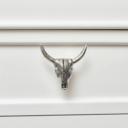 Silver buffalo skull drawer - silver,