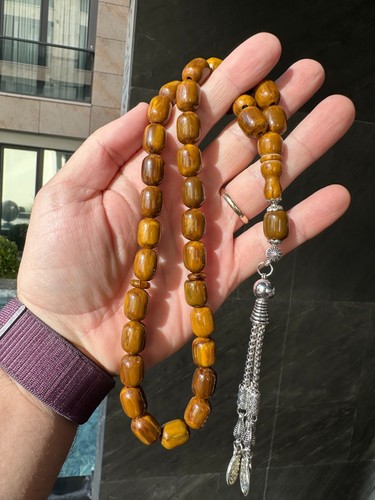 Handmade amber brown barrel - amber,