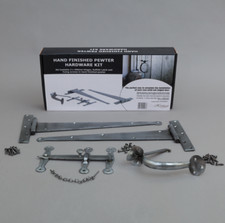 Pewter Door Hardware Set – 18" Strap Hinges & Suffolk Thumb Latch | Cottage Barn