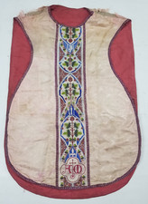 Vintage French Brocade Christian Chasuble Vestment Church Robe 96x66 cm