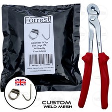 Large J-Clip plier + 250 clips wire mesh gabions fencing dog cage repair 8mm cli