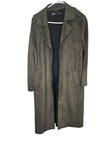 Zara olive faux suede - suede, long